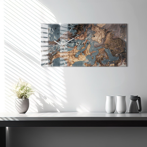 Horizontal wall clock Marble Art Abstract