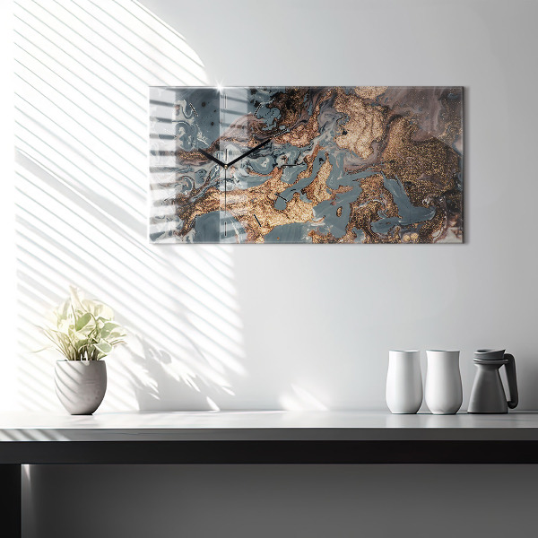 Horizontal wall clock Marble Art Abstract