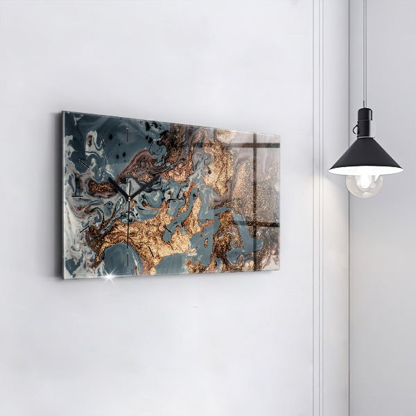 Horizontal wall clock Marble Art Abstract