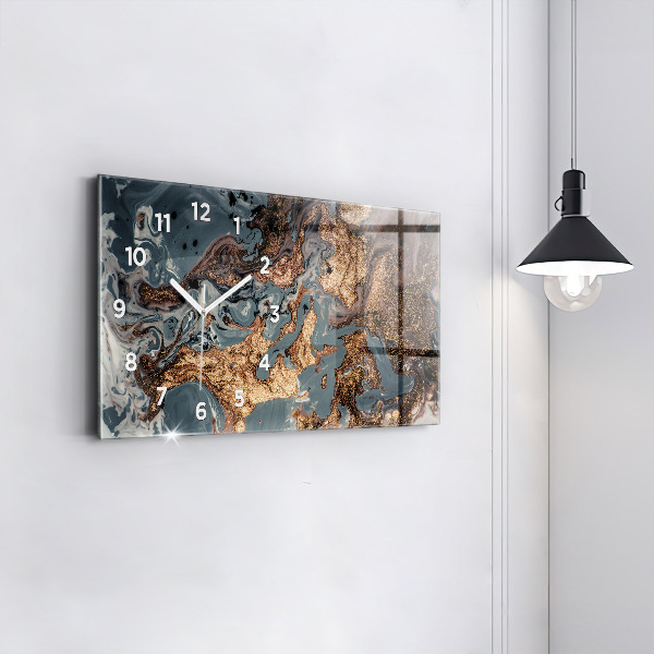 Horizontal wall clock Marble Art Abstract