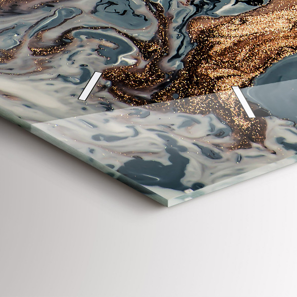 Horizontal wall clock Marble Art Abstract