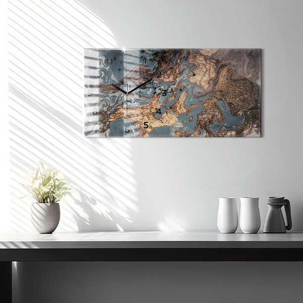 Horizontal wall clock Marble Art Abstract