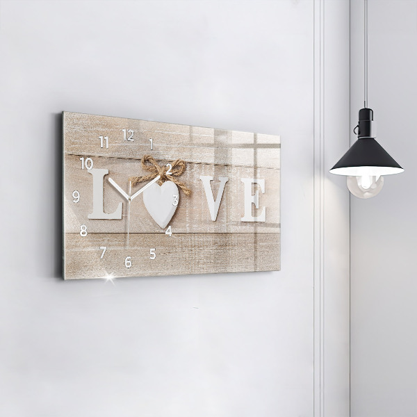 Horizontal wall clock The inscription love