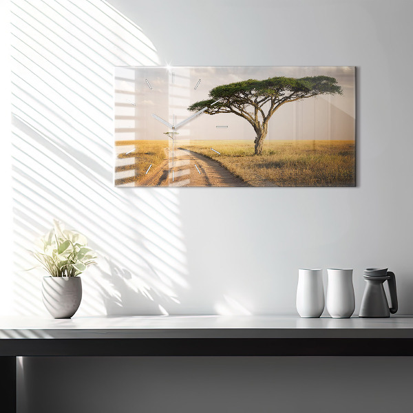 Horizontal wall clock African Landscape