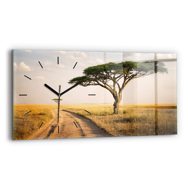 Horizontal wall clock African Landscape