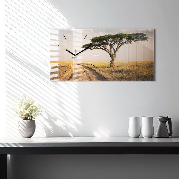 Horizontal wall clock African Landscape