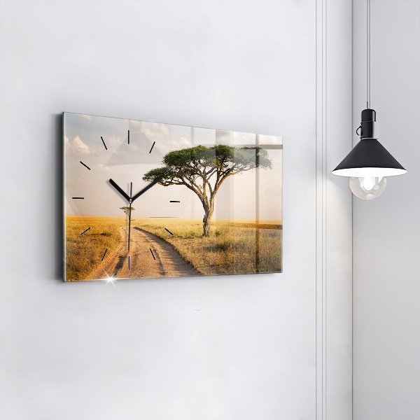 Horizontal wall clock African Landscape
