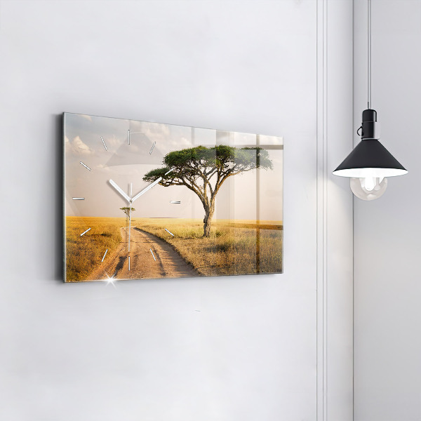 Horizontal wall clock African Landscape