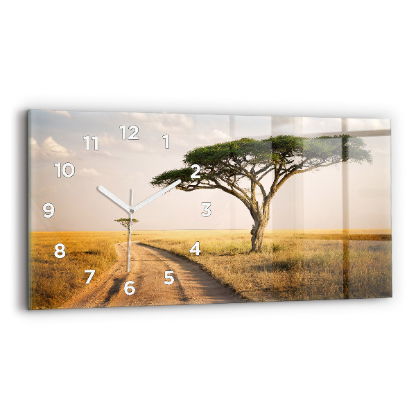 Horizontal wall clock African Landscape