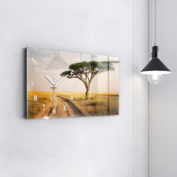 Horizontal wall clock African Landscape