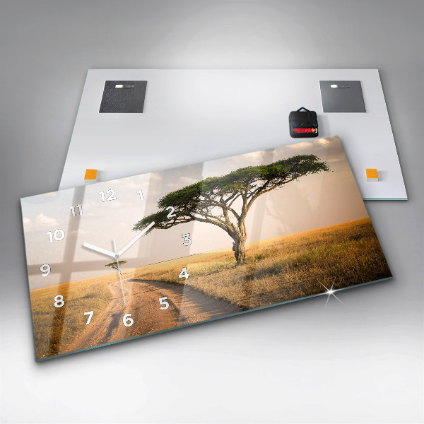 Horizontal wall clock African Landscape