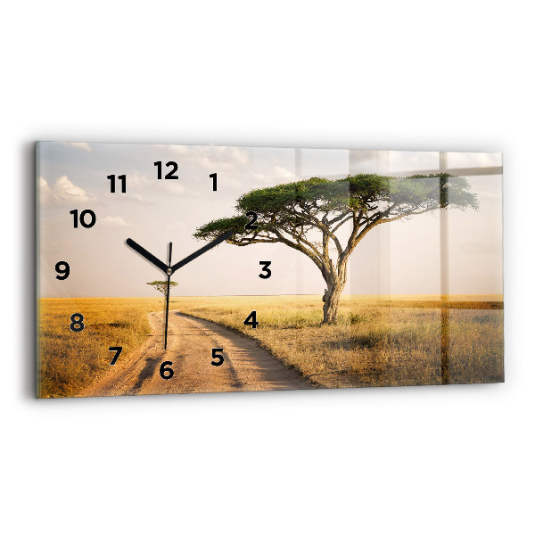 Horizontal wall clock African Landscape