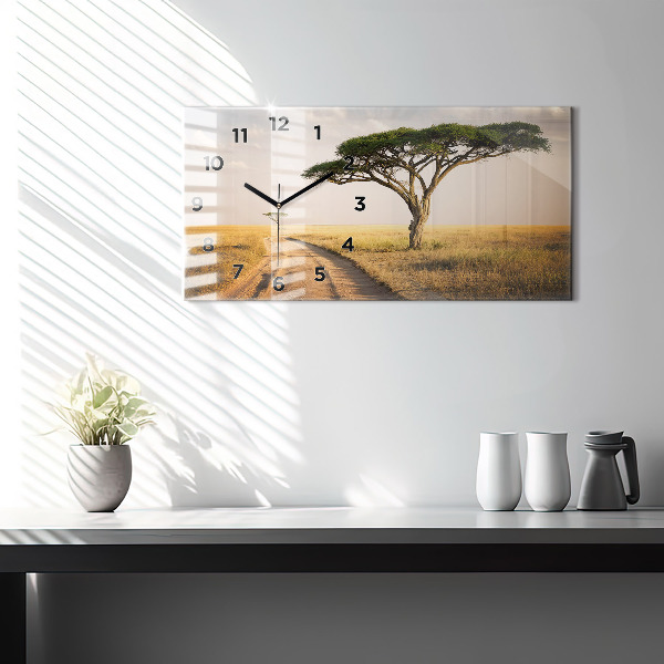 Horizontal wall clock African Landscape