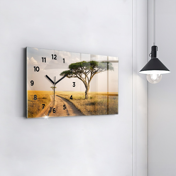 Horizontal wall clock African Landscape