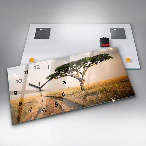 Horizontal wall clock African Landscape