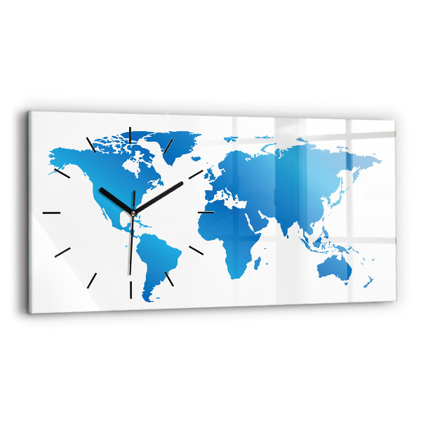 Horizontal wall clock World map