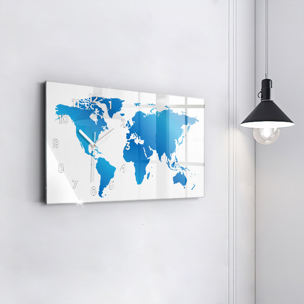 Horizontal wall clock World map