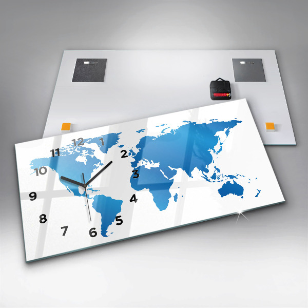 Horizontal wall clock World map