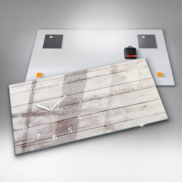 Horizontal wall clock Light wood planks