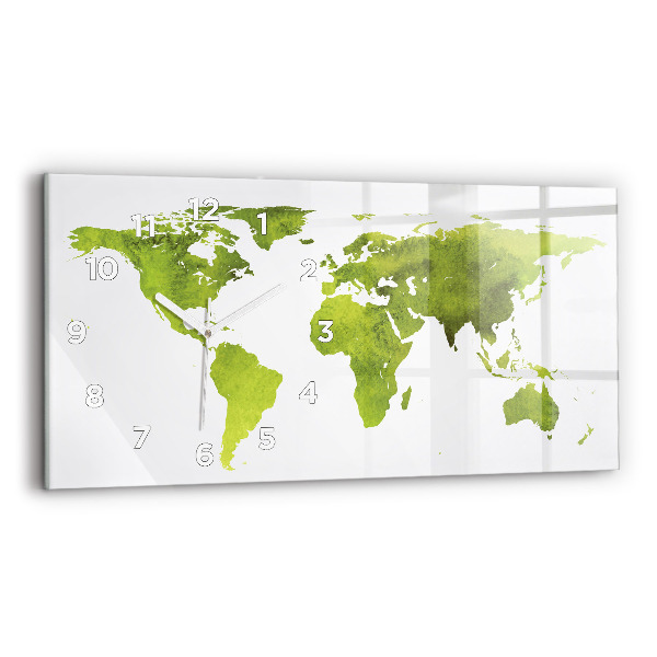 Horizontal wall clock Watercolor world map