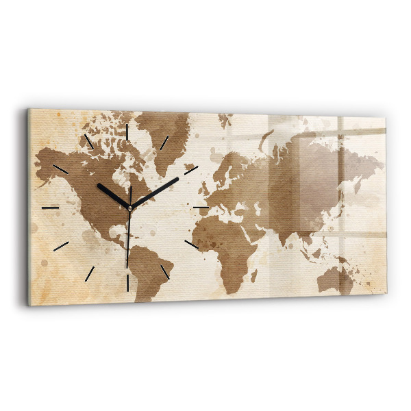 Horizontal wall clock Painted map of the world