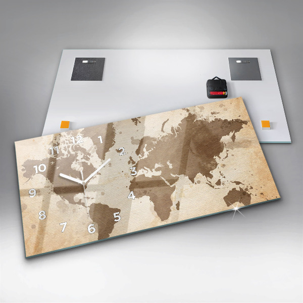 Horizontal wall clock Painted map of the world