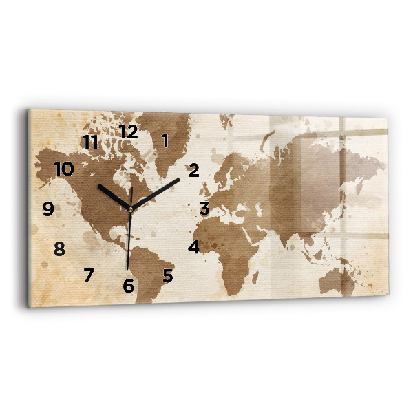 Horizontal wall clock Painted map of the world
