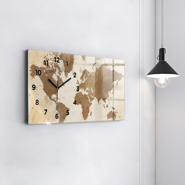 Horizontal wall clock Painted map of the world
