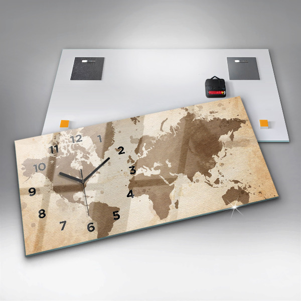 Horizontal wall clock Painted map of the world