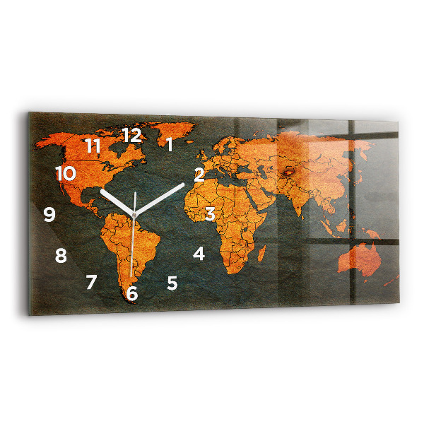 Horizontal wall clock World map