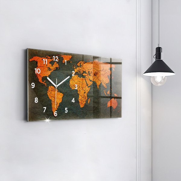 Horizontal wall clock World map