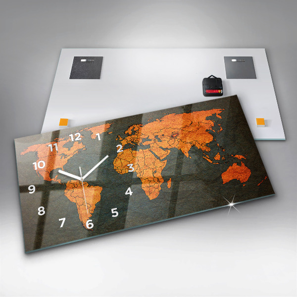 Horizontal wall clock World map