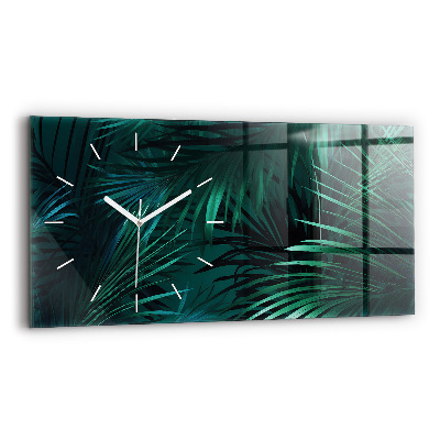 Horizontal wall clock Tropical leaves