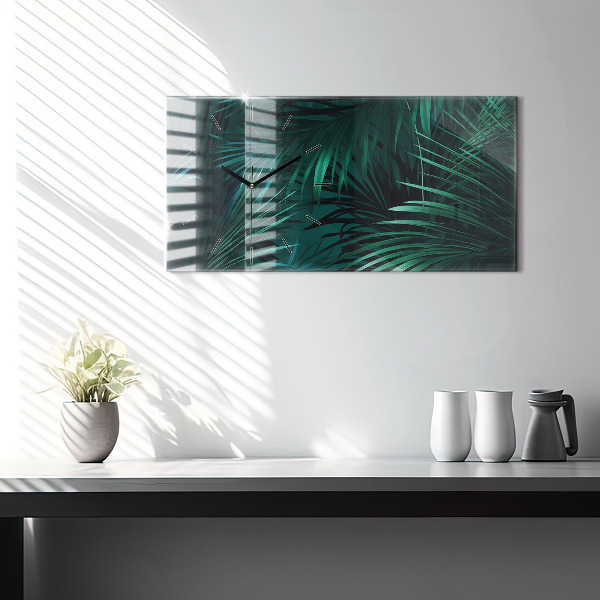 Horizontal wall clock Tropical leaves