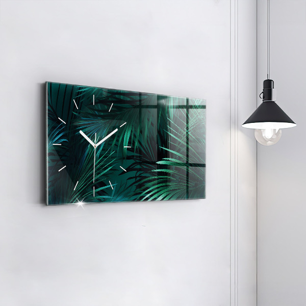 Horizontal wall clock Tropical leaves
