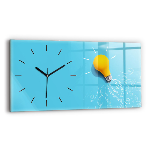 Horizontal wall clock Light bulb drawing