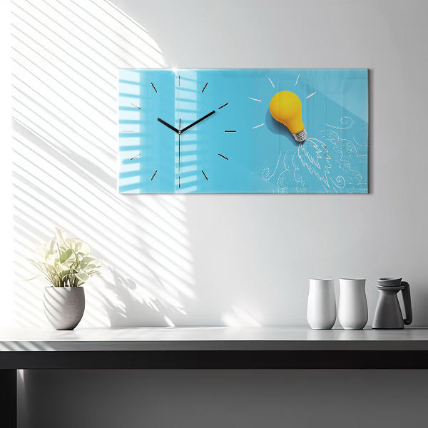 Horizontal wall clock Light bulb drawing
