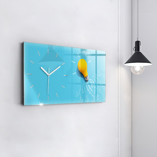 Horizontal wall clock Light bulb drawing