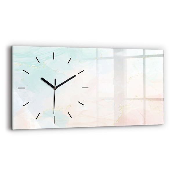 Horizontal wall clock Watercolor marble