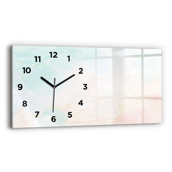 Horizontal wall clock Watercolor marble
