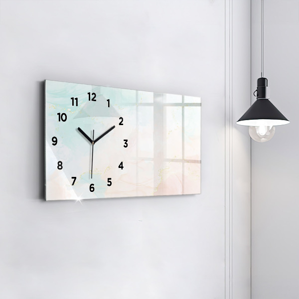 Horizontal wall clock Watercolor marble