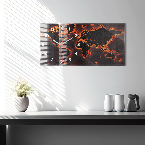 Horizontal wall clock World map