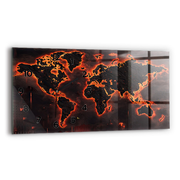 Horizontal wall clock World map
