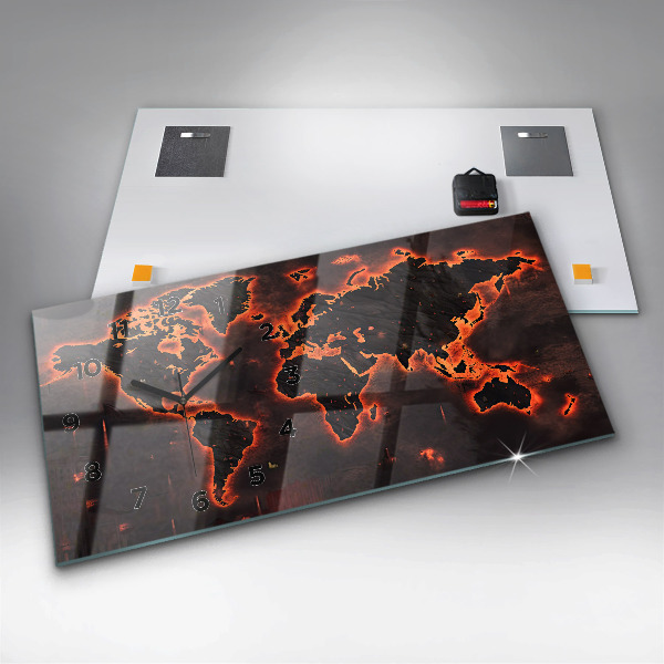 Horizontal wall clock World map
