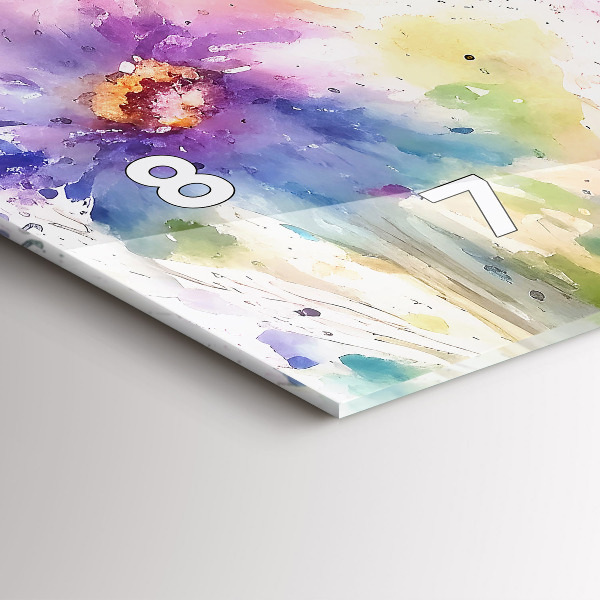 Horizontal wall clock Painted flowers