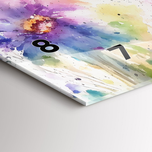 Horizontal wall clock Painted flowers