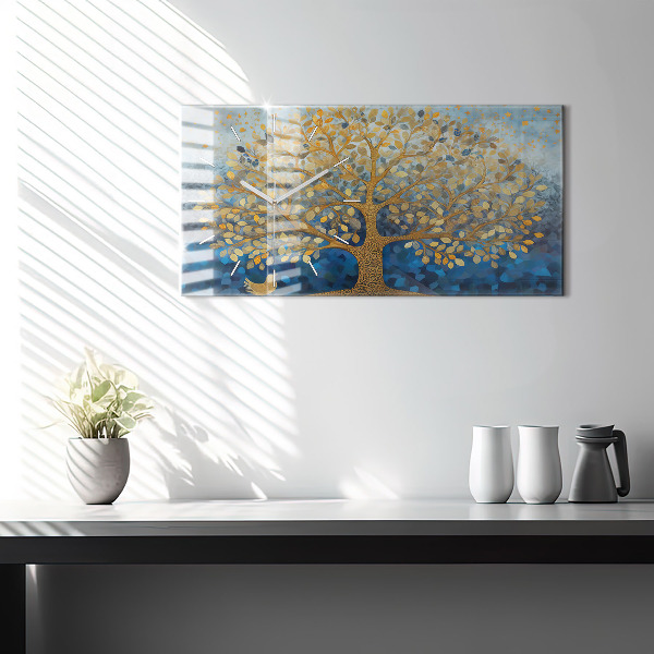 Horizontal wall clock Abstract tree