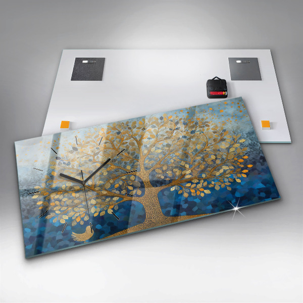 Horizontal wall clock Abstract tree