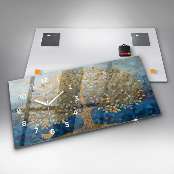 Horizontal wall clock Abstract tree