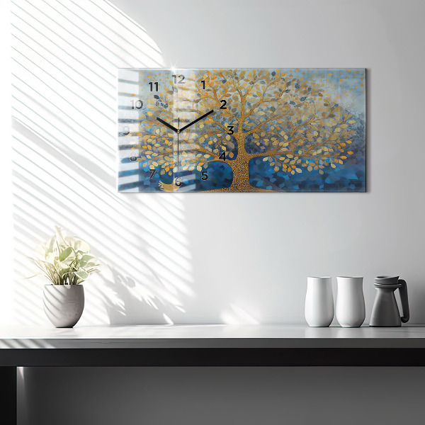 Horizontal wall clock Abstract tree